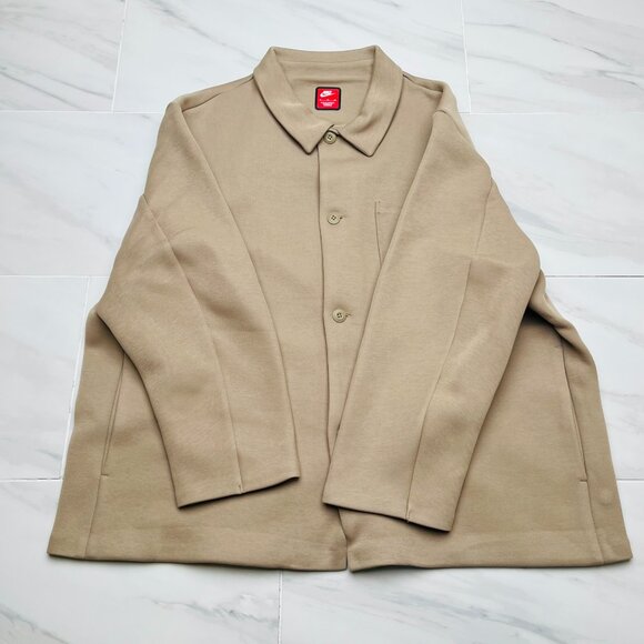 Nike Tech Fleece Reimagined Oversized Shacket 'Khaki' FB8167-247 size XL - Picture 1 of 4